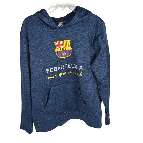 FCB FC Barcelona Pullover Hoodie Size Youth XL Blue - Picture 1 of 5